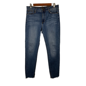 Just Black Denim Medium Wash High-Rise Raw Bottom Hem With Slit Stretch Jeans 31